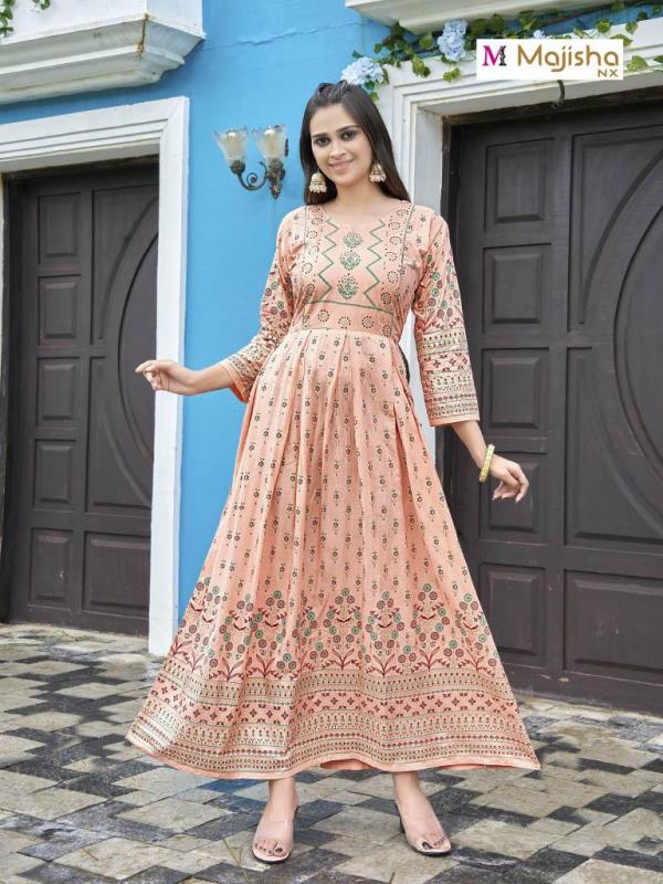 Majisha Nx Angoori 2 Fancy Wear Long Rayon  Anarkali Kurti Collection